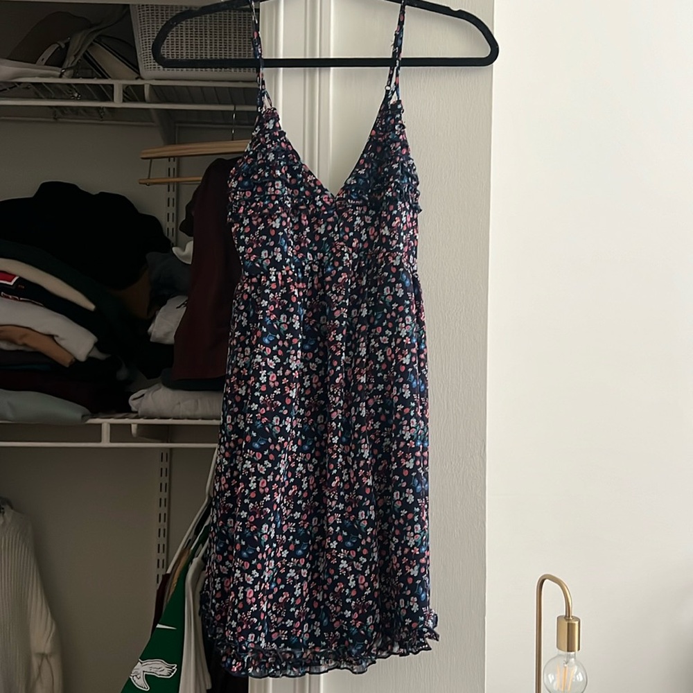 Navy blue dress with flowers